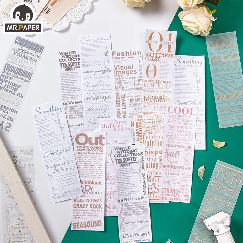 

Mr.paper Wall Street Journal Decal Collage Scrapbooking Travelling Write Notes English Numbers Down Deco Stationery Stickers