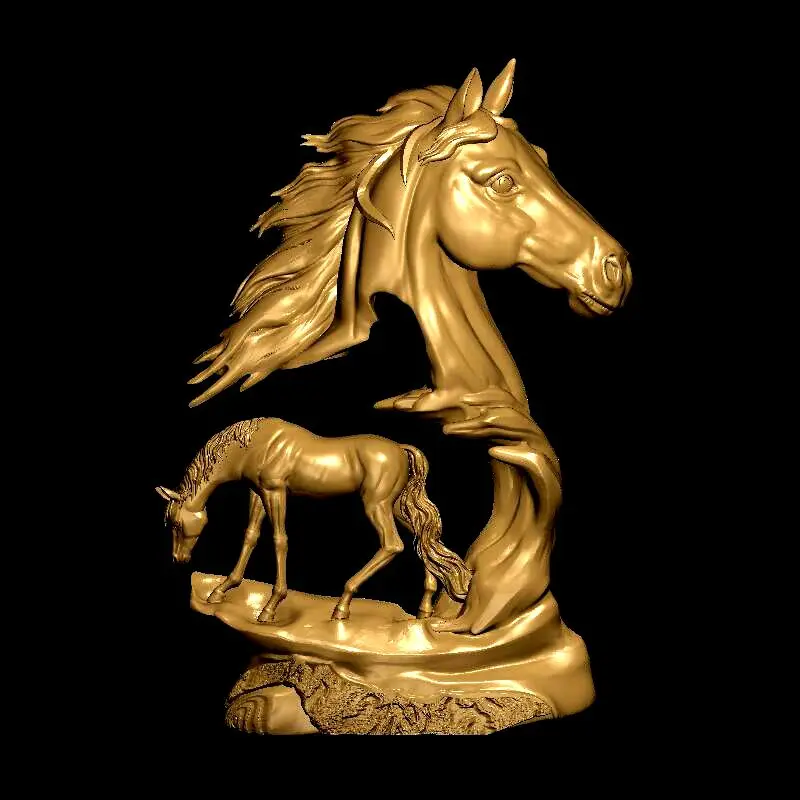 3d рельеф two_horse STL для ЧПУ рельефная модель роутер 3 axi гравер ArtCam Aspire animal Cut3D Vcarve |