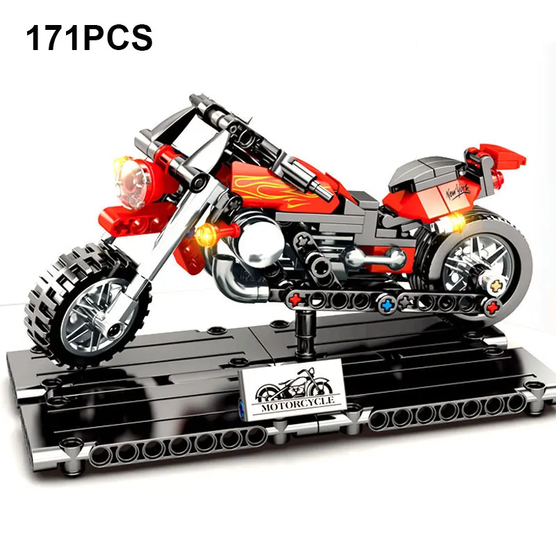 Brinquedo infantil de blocos de corrida para motocicleta, faça você mesmo,  moto, modelo, carro, motocicleta