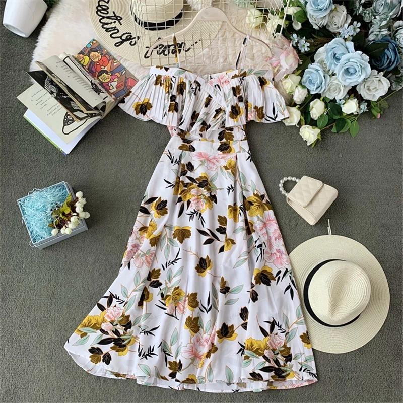 Vestido de playa de verano para mujer, Vestidos de chifón a la moda 2020, casuales con hombros descubiertos, Vestidos bohemios largos y elegantes, Vestidos femeninos|Vestidos| - AliExpress