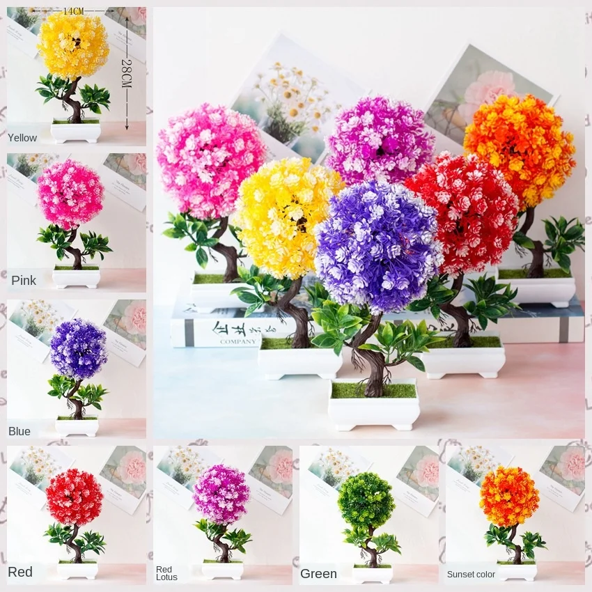 Artificial Plant Bonsai Simulation Camellia Home Decor Tree Pot Fake Potted Ornament for Room Garden | Дом и сад