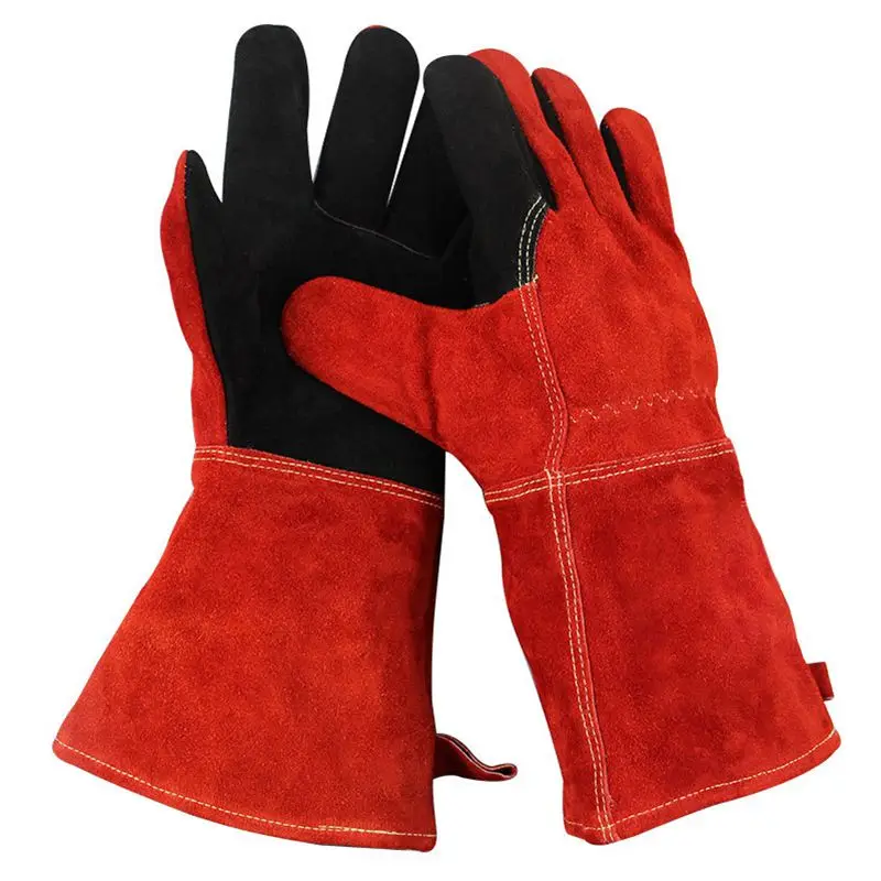 

1Pair Cowhide Fire Wire Welding Safty Portable High Quality Gloves Wear-resistant Anti-scratch Fire Flower Pet Bee Gloves