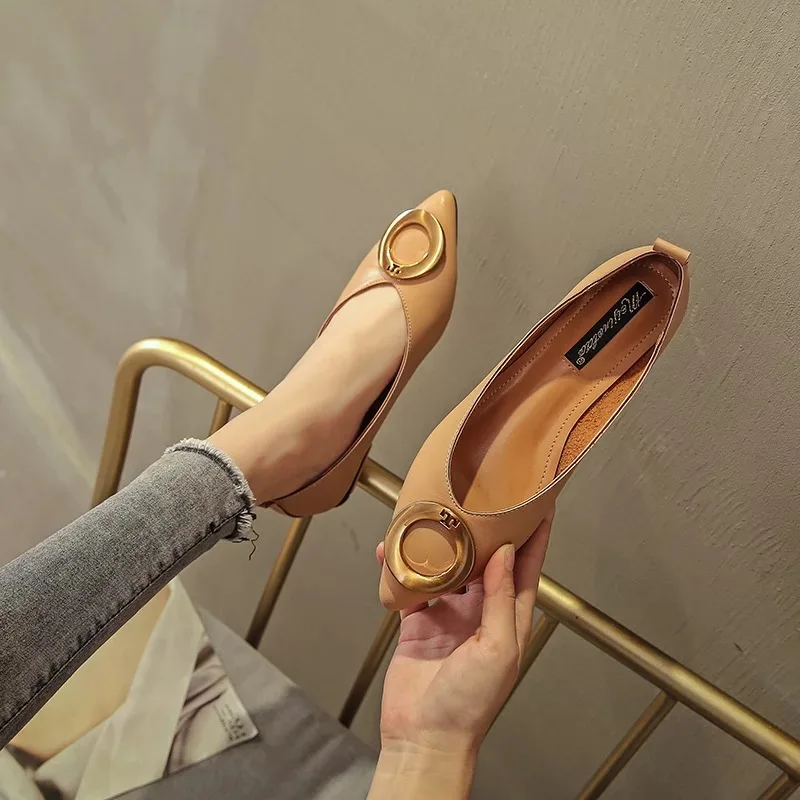 Летняя женская обувь на плоской подошве; балетная обувь; лоферы; мокасины; модная повседневная обувь на плоской подошве с острым носком; zapatos mujer; большие размеры 42, 43, 44 - Цвет: brown