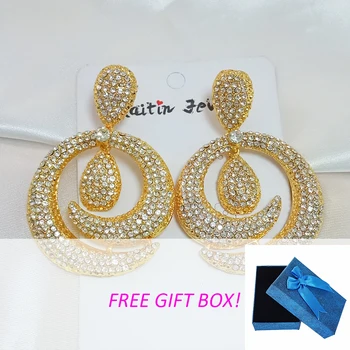 

Women fashion earrings 2020 Gold Metal Drop Dangle Earrings Vintage Statement Round Geometric Earring Fashion Jewelry shinny