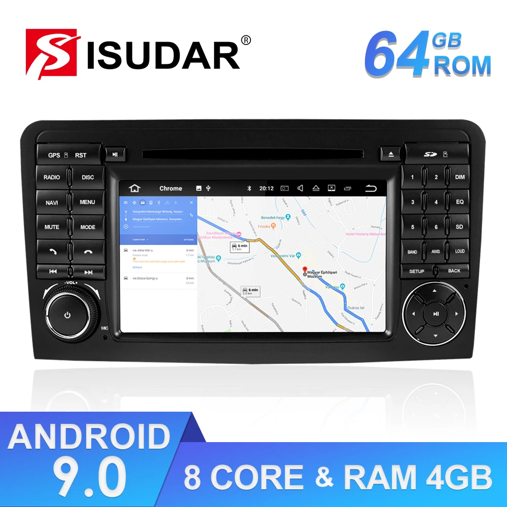 Isudar автомобильный мультимедийный плеер 2 Din Android 9 для Mercedes Benz/класс GL ml W164 ML350 gps