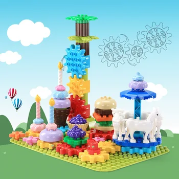 

Large Particles My Rotating Party Building Blocks Big Size DIY Assembled Carousel Model Bricks Toys Kids Girls Gift