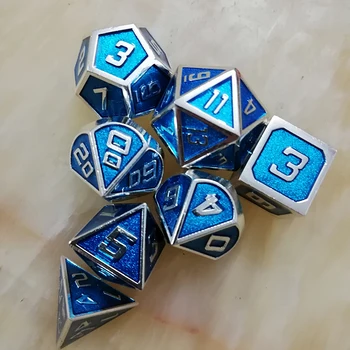

rpg dice polyhedral sets metal dnd dungeons d20 10 8 12 and dragons table games Zinc alloy blue dices digital pattern