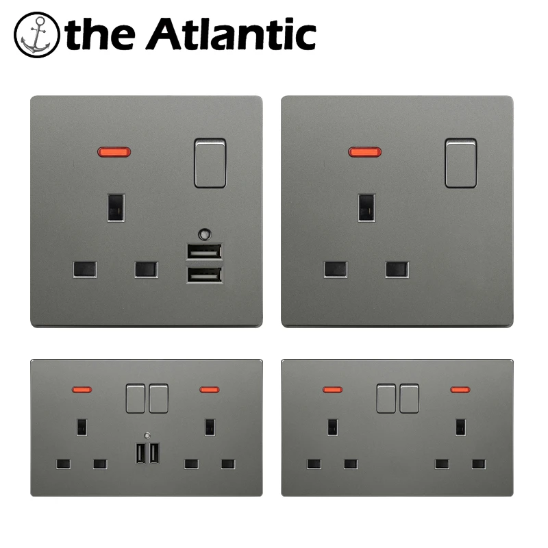 13a Uk Standard Power Socket Dual Usb Charger Ports 2 1a Led Indicator Single Double Wall Outlet 3 Pin Silver Grey Plastic Malta Electrical Sockets Aliexpress