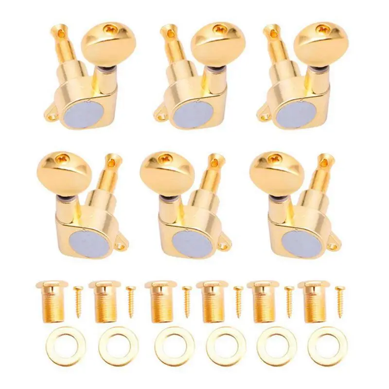 

ABUO-6 Guitar Tuning Pegs VERROUILLAGE Tuner Touches Guitar Strings Button 3L + 3R Gold