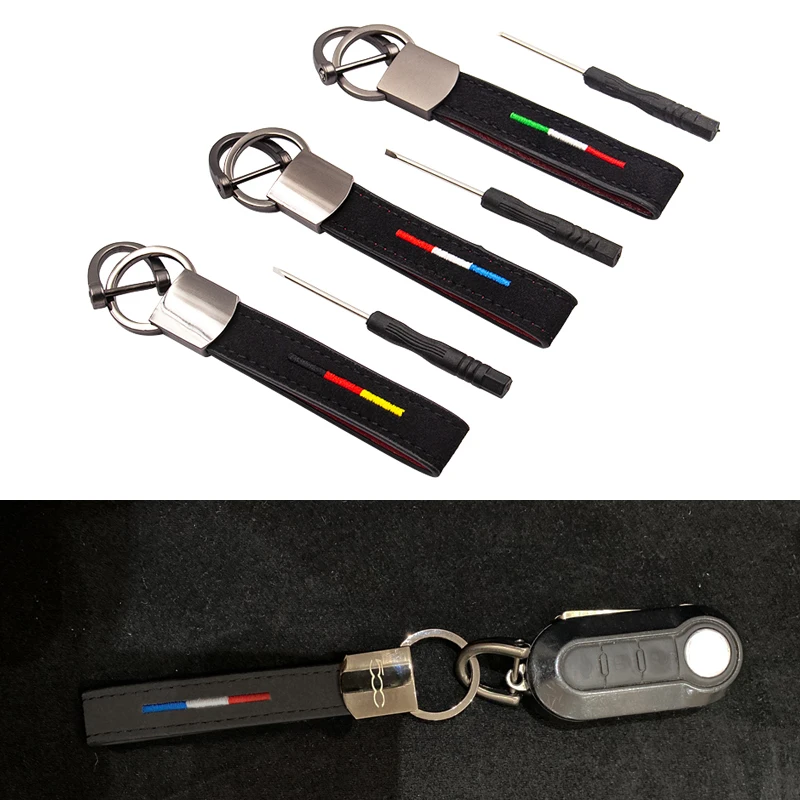 Horseshoe Italian France Germany Flag Car Key Chain Leather Keyring For