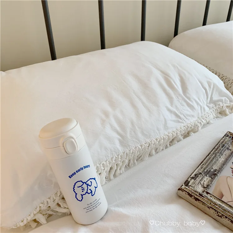 

Cute Baby * Early to Bed And Early to Rise Chubby Simple Korean 2ins-Style Self-Made 304 Stainless Steel Dog Pure White Shift