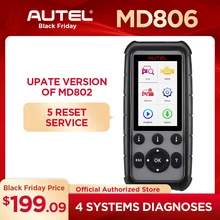 Autel MaxiDiag MD806 OBDII диагностический инструмент автомобильный OBD OBD2 сканер автомобильный считыватель кода обновление MD808 MD802 EPB сброс масла DPF