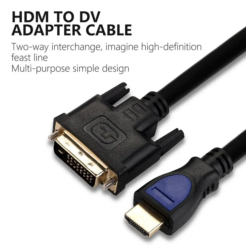 

High Definition Multimedia Interface to DVI Adapter Cable 1080P Dual Magnetic Ring Display Oxygen Free Copper Line