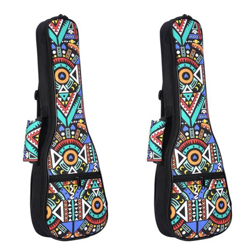 

ELOS-2Pcs Double Strap Hand Folk Ukulele Carry Bag Cotton Padded Case for Ukulele Guitar Parts Accessories,Blue-Graffiti, 26 Inc