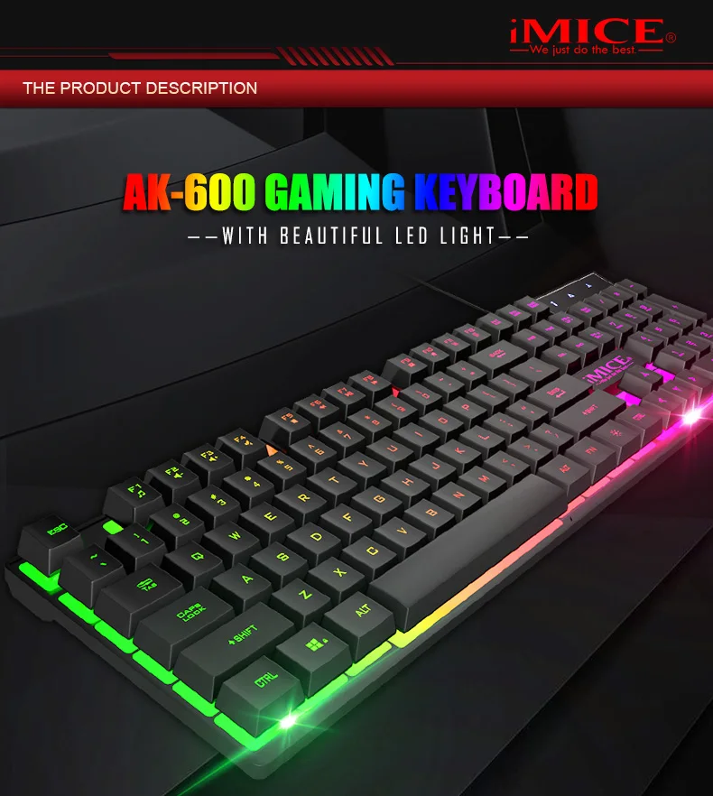 IMice 104 клавиш Проводная игровая клавиатура с светодиодный RGB подсветкой USB Plashproof емкостная клавиатура для компьютера Русский/Английский