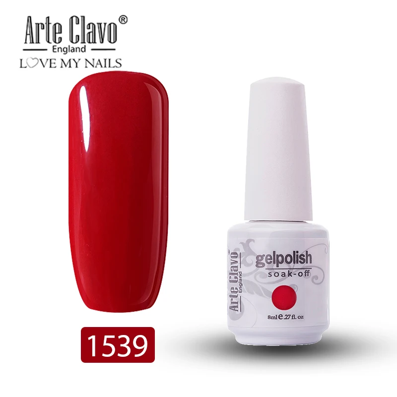 Arte Clavo 8 мл телесный красный цвет отмачиваемый Гель-лак для ногтей Полупостоянный верхний слой гибридный лак 85 цветов УФ-гель для ногтей - Цвет: 1539