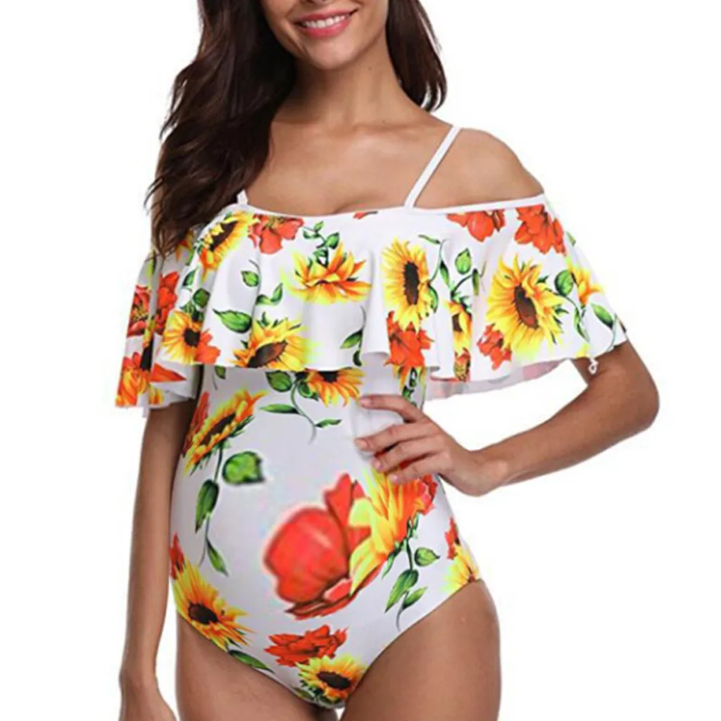 SAGACE Maternity Swimwear Tankinis Women Cute Floral Print Bathing Suit Laidies Pregnant Large Size One Piece Swimsuit | Спорт и