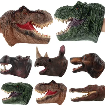 

Wild Animal Action Figures Kids Soft Plastic Model Toy Soft Silica Gel Hand Sleeve Animal Figure Collectible Toys