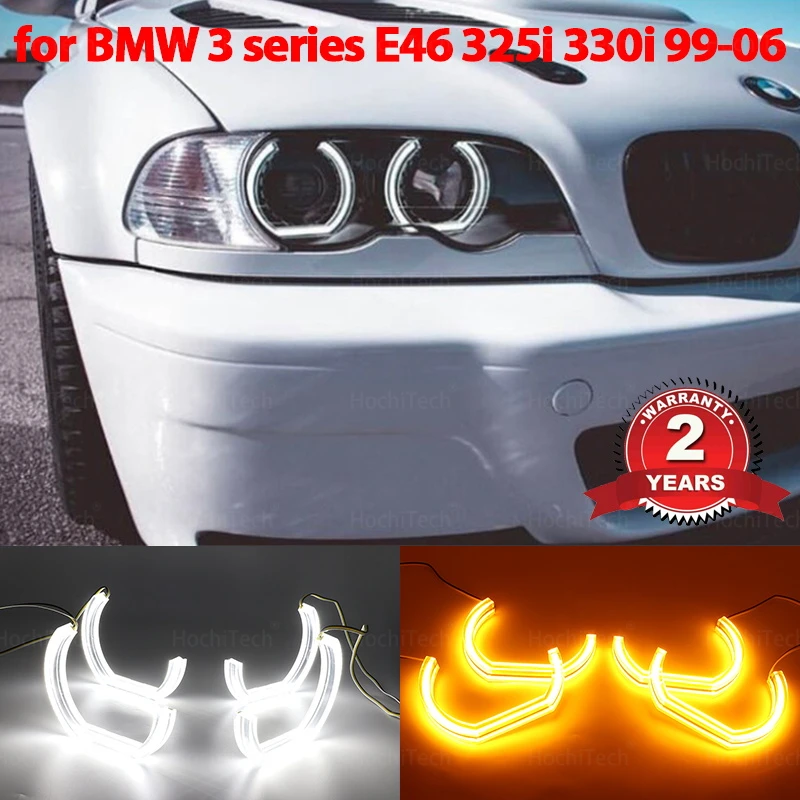 SwitchbackDay Light Cut Style LED Angel Eyes Kit Halo Ring for BMW 3 series E46 325i 330i 1999-2006 Crystal Angel Eyes