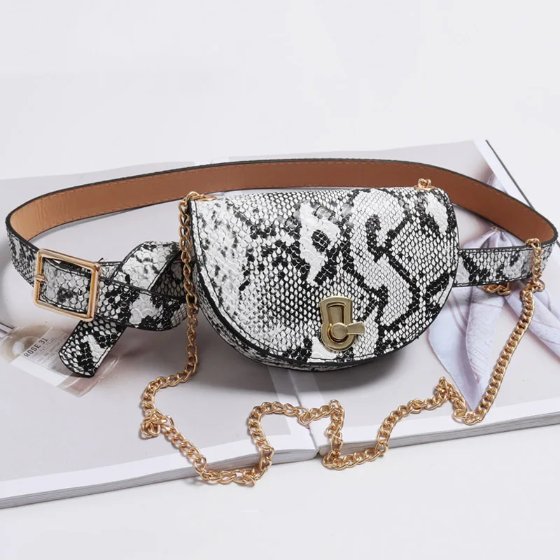 White Waist Bag Поясная Сумка для женщин, круглая поясная сумка, женская сумка из искусственной кожи, модная поясная сумка с цепочкой, сумка-кошелек для женщин и девочек, карман для монет - Цвет: White Waist Bag