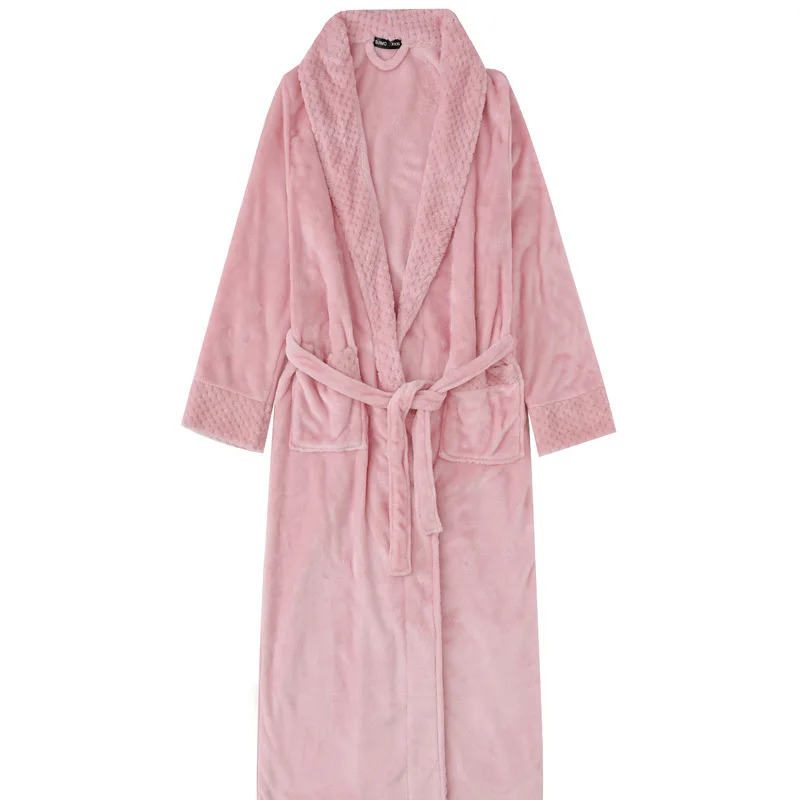 man pink Комфортный фланелевый банный халат изысканный велюровый Халат для влюбленных женский домашний длинный банный халат бархатный халат для пары - Цвет: man pink