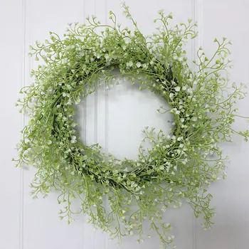 

2020 New Grass Wreath Farmhouse Round Artificial Summer Wreath Hanging Pendants for Front Door Window Room Decoration