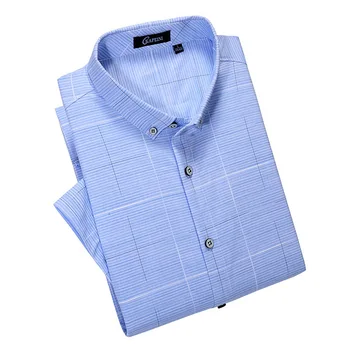 

Big Size Men's Wear Fat Man Plus Fat plus Short Sleeve Shirt Grid Fat Business Leisure Loose Half Sleeve Shirt