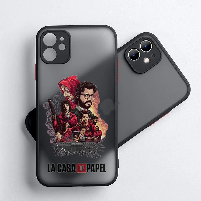 La casa de papel Phone case for iPhone 11 12 13 pro mini XS MAX 7 8 plus XR X SE2020 transparent coque Money Heist House Paper 13 pro max cases