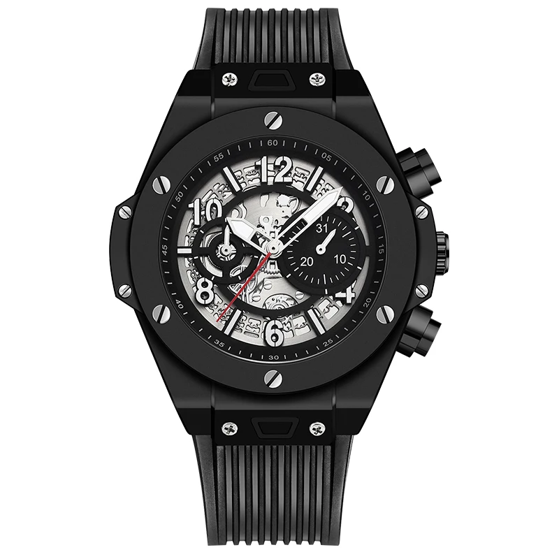 KIMSDUN Лидирующий бренд Мужские часы люкс Relogio мужские спортивные часы мужские модные силиконовые автоматические полые механические часы reloj