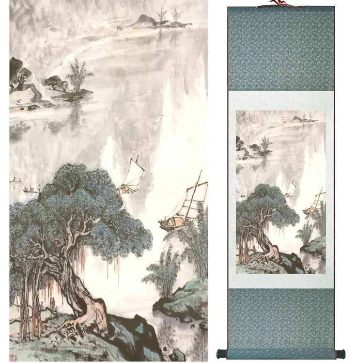 Пейзаж Картина Офис украшения китайский Выделите Живопись горы и реки paintingprinted