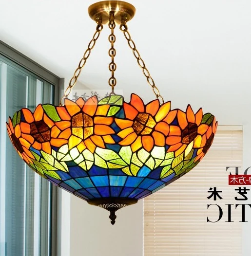 

European Garden Tiffany Pendant Mediterranean Color Lighting Living Room / Bedroom / Study Lamps Pt043b-20 Bed lampen
