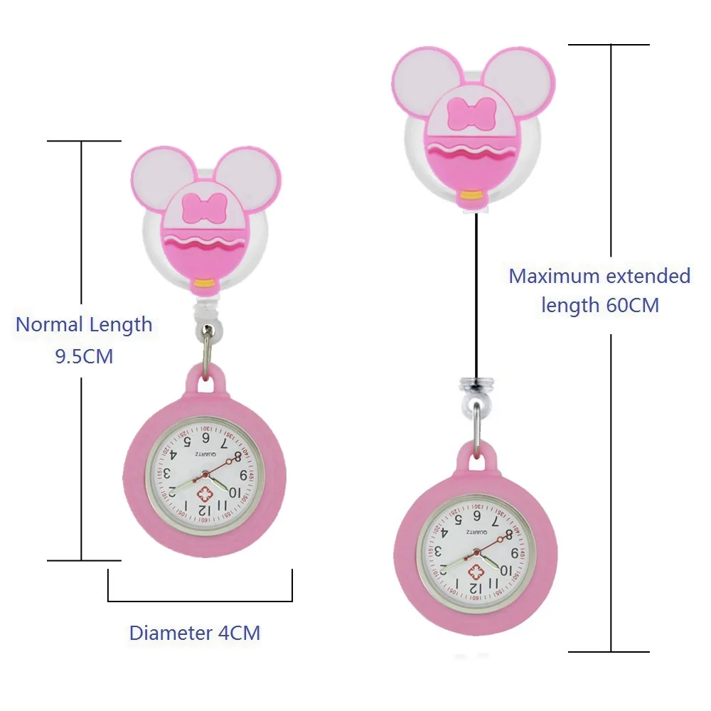 Cartoon Dolls Nurse Doctor Retractable Silicone Pocket Watches for Hospital Medical Women Mens Badge Reel Gift pocket watch 10pcs/lot