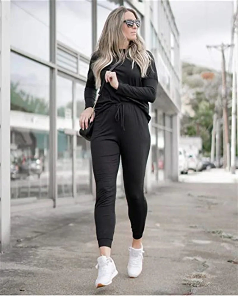 Tracksuit Women 2 Piece Set Loose Comfortable Simple Style Solid Color Long Sleeve Casual Suit Clothes 2020 top Spring Autumn sweatpants set