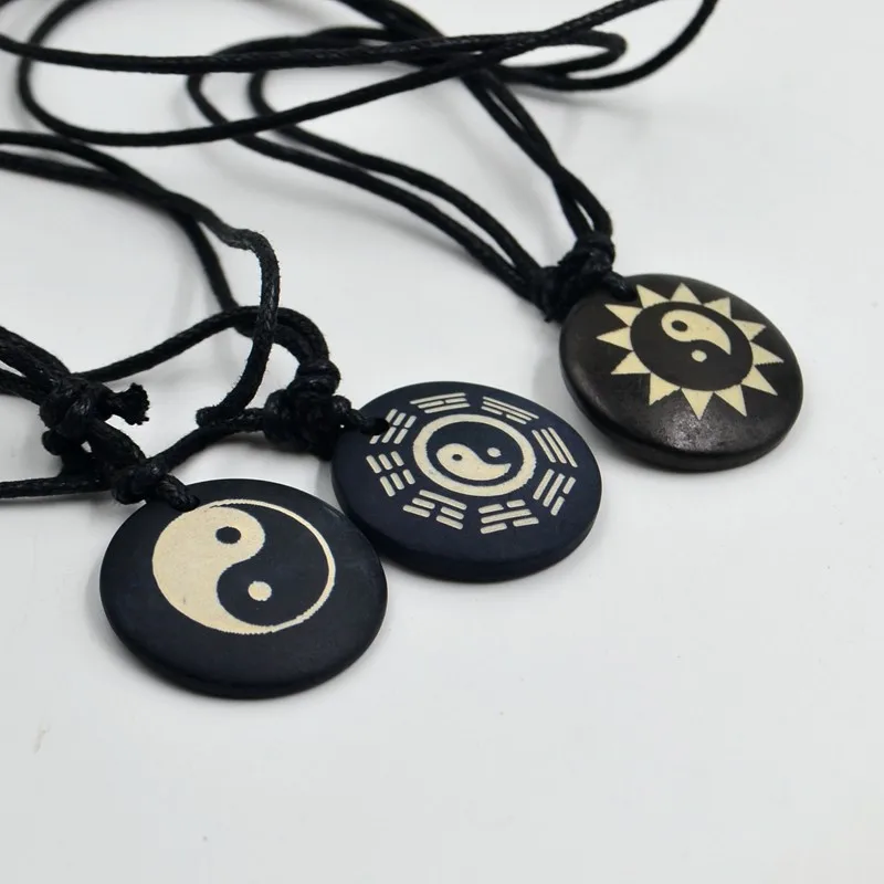 Подвеска из костяной смолы Tai Chi Yin & Yang ожерелье амулет счастливый подарок