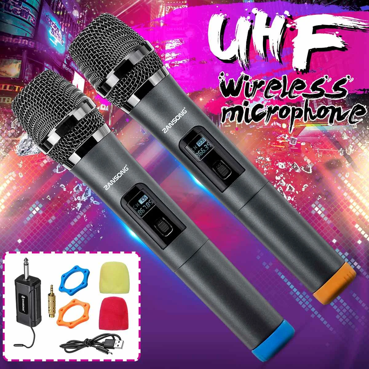 UHF USB 3,5 мм 6,35 мм Беспроводной микрофон Мегафон ручной микрофон с приемником для караоке громкоговоритель Технические характеристики