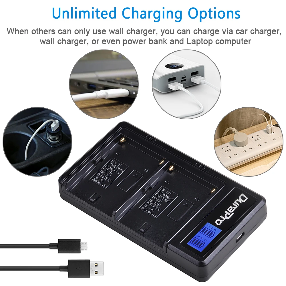 Комплект из 2 предметов 1800 мА/ч, NP-FM50 NP FM50 Камера Батарея+ ЖК-дисплей USB Зарядное устройство для sony NP-F550 F570 F770 F750 F960 F970 FM500H FM70 QM91D QM71