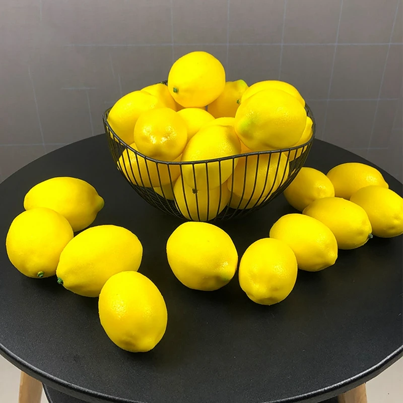 12Pcs/Set Artificial Fruits Plastic Simulation Fake Yellow Green Lemon For Wedding Home Garden Kitchen Festive Party Supplies artificial fruits and vegetables