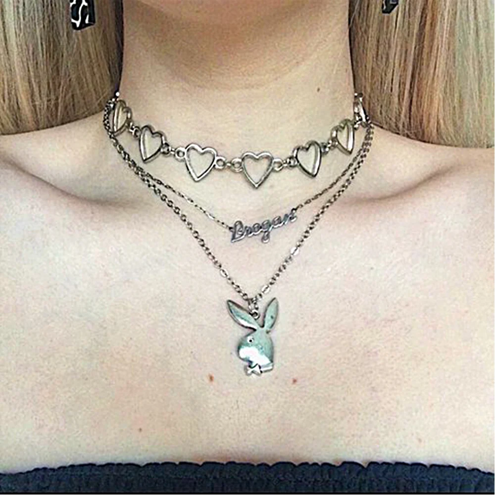 Cute play rabbit charm necklaces women jewelry funny animals Pendant necklace man Gentleman jewelry drop ship