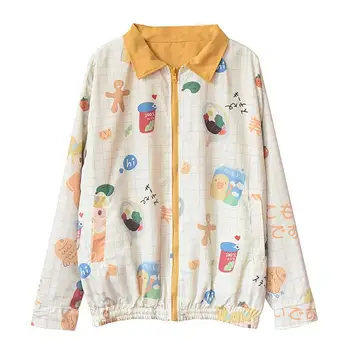 

Japanese funny cartoon printed Wear both sides overalls jacket
