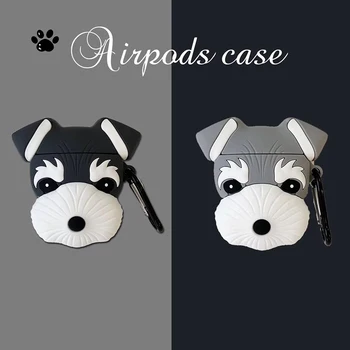 

3D dog Standard Schnauzer soft Silicone Bluetooth Wireless Earphone cover For Apple AirPods 1 2 Box Anti-fall Headset case