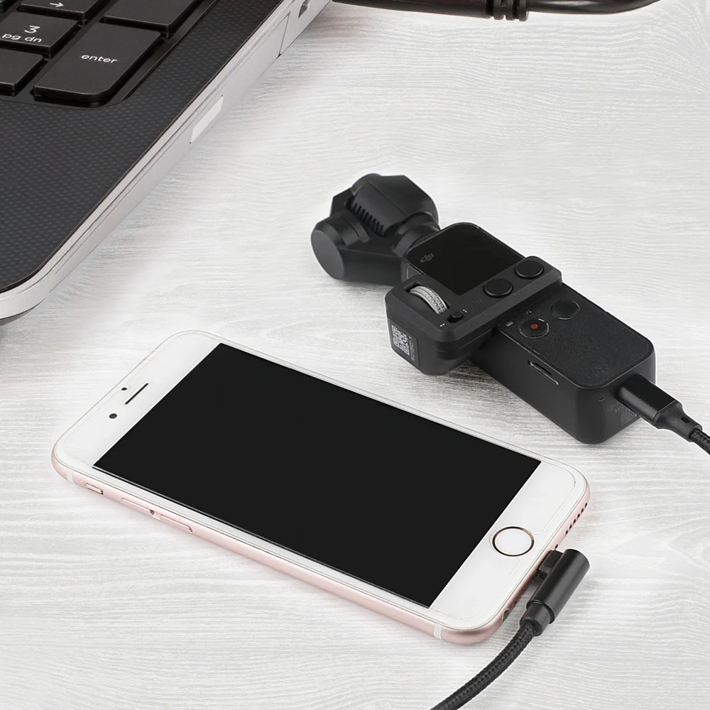 100 см нейлоновый Плетеный Удлинительный USB кабель для передачи данных для DJI OSMO POCKET Gimbal type-C для Micro-USB/type-C/для шнура зарядного устройства Lightning