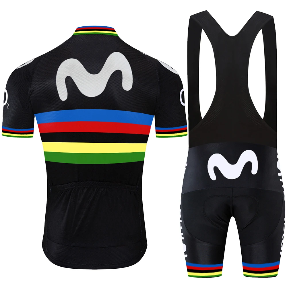 Maillot movistar цветная полоска профессиональная команда комплект велосипедных шорт