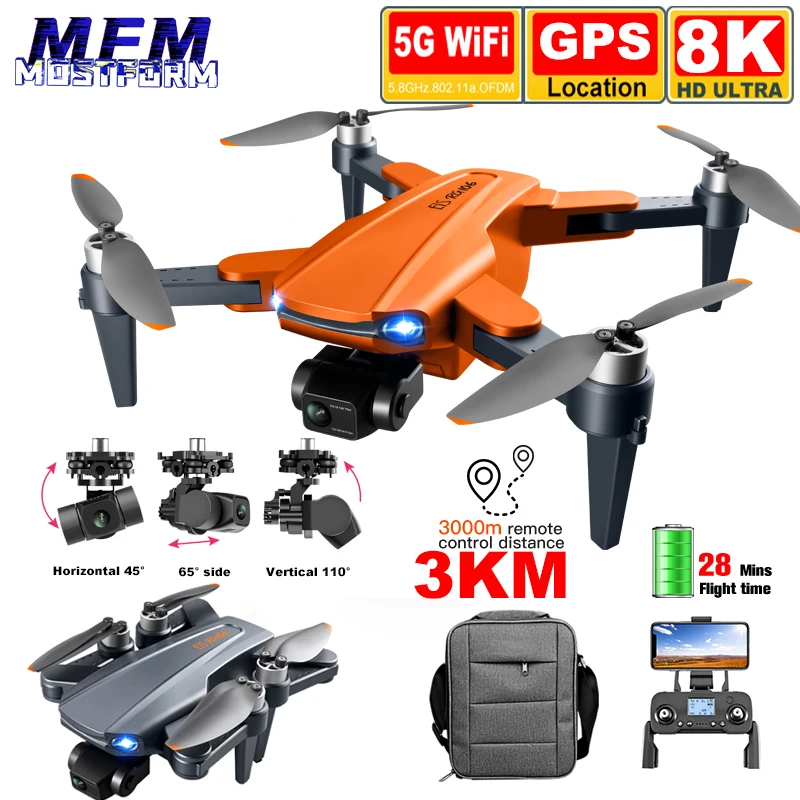 MFM 8K Quadcopter Drone with 3-Axis Gimbal Camera GPS Professional 5G WiFi FPV 3KM Long Distance Brushless Dron PK M1PRO | Игрушки и