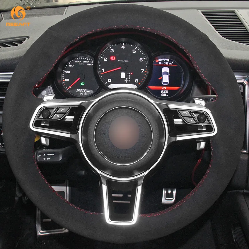MEWANT черный замшевый чехол рулевого колеса автомобиля для Porsche Macan Cayenne 2015 2016