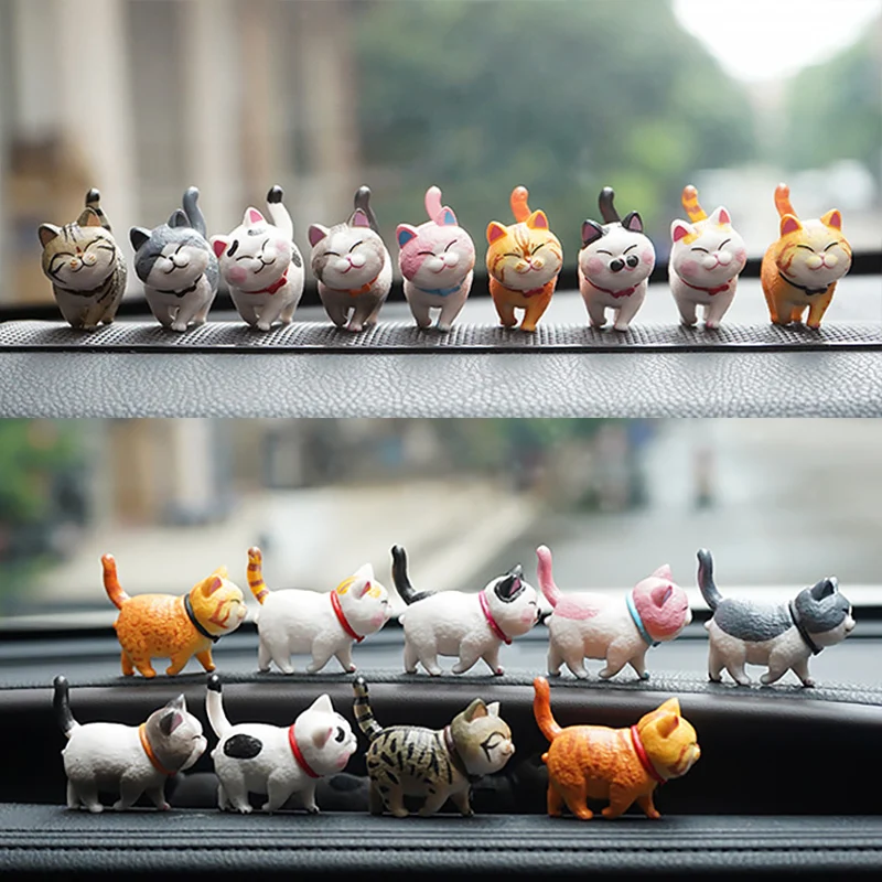 Cartoon Cat Car Review Mirror Decor, Cute Cat Figurine, Kawaii Car  Dashboard Ornament, Cat Desktop Ornament, Car Accessories, Car Interior 