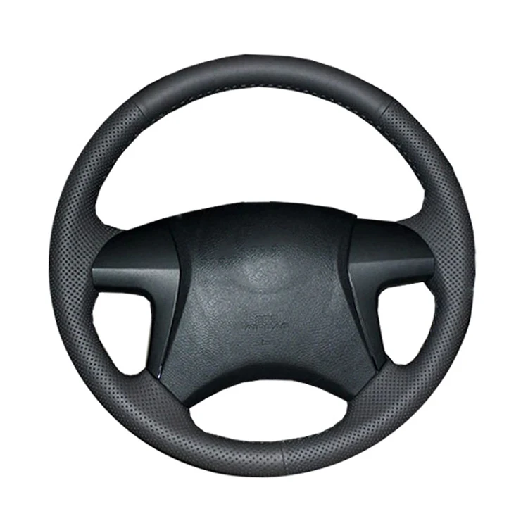 Черный кожаный чехол на руль автомобиля ручной работы DIY для Toyota Highlander Toyota Camry 2007-2011