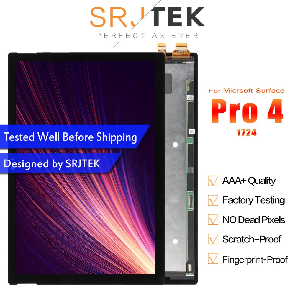 SRJTEK части 12,3 для microsoft Surface Pro 4(1724) ЖК-экран матрица сенсорный дигитайзер дисплей Pro4 1724 сборка LTN123YL01-001