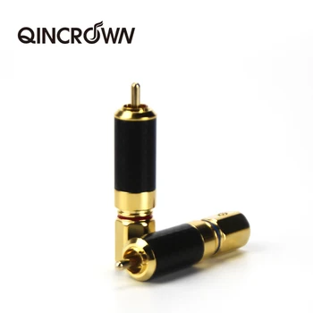 

QINCROWN Gold plating Copper RCA Plug Mayitr Durable RCA Connector Screws Soldering Locking Audio Video Plug