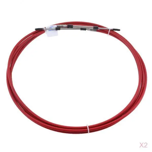 2pcs Red 080 Series Type Boat Marine Throttle & Shift Control Cable 10 FT
