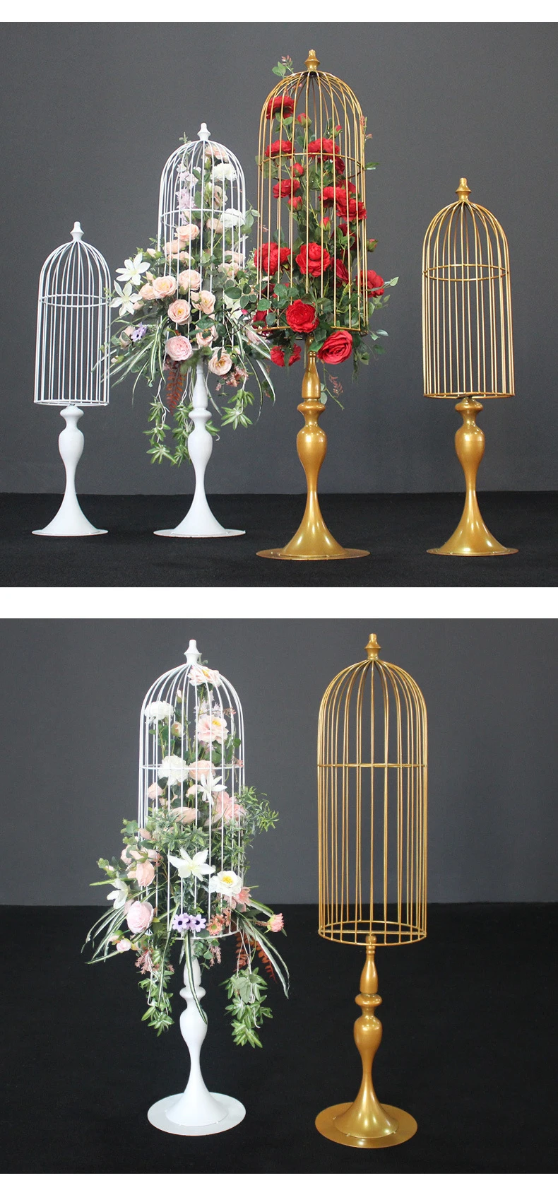 JAROWN New European Style Wrought Iron Bird Cage Floral Flower Arrangement Wedding Props Decoration Home Garden Decoration (4)